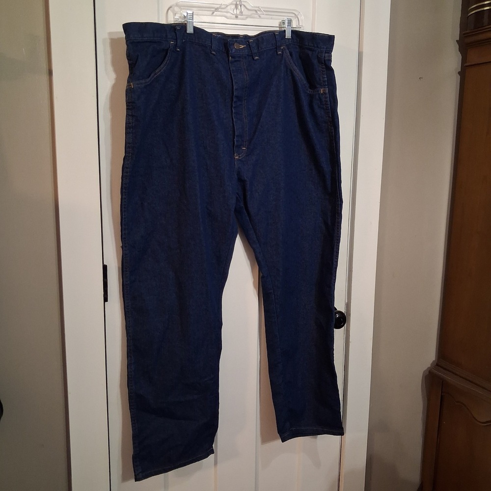 Wrangler Jeans Men 46x30 Blue Five Star Heritage Stretch Regular Fit Denim NWT